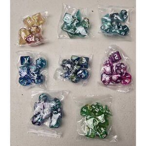 Polyhedral Dice Set (56 Pieces) D4 D6 D8 D10 D8 D12 D20 D&D RPG 8 Sets